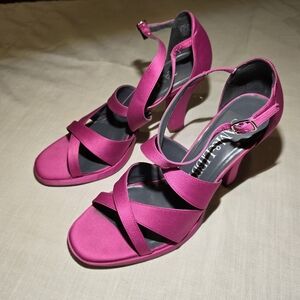 Sam & Libby Pink Satin Heels Size 8m